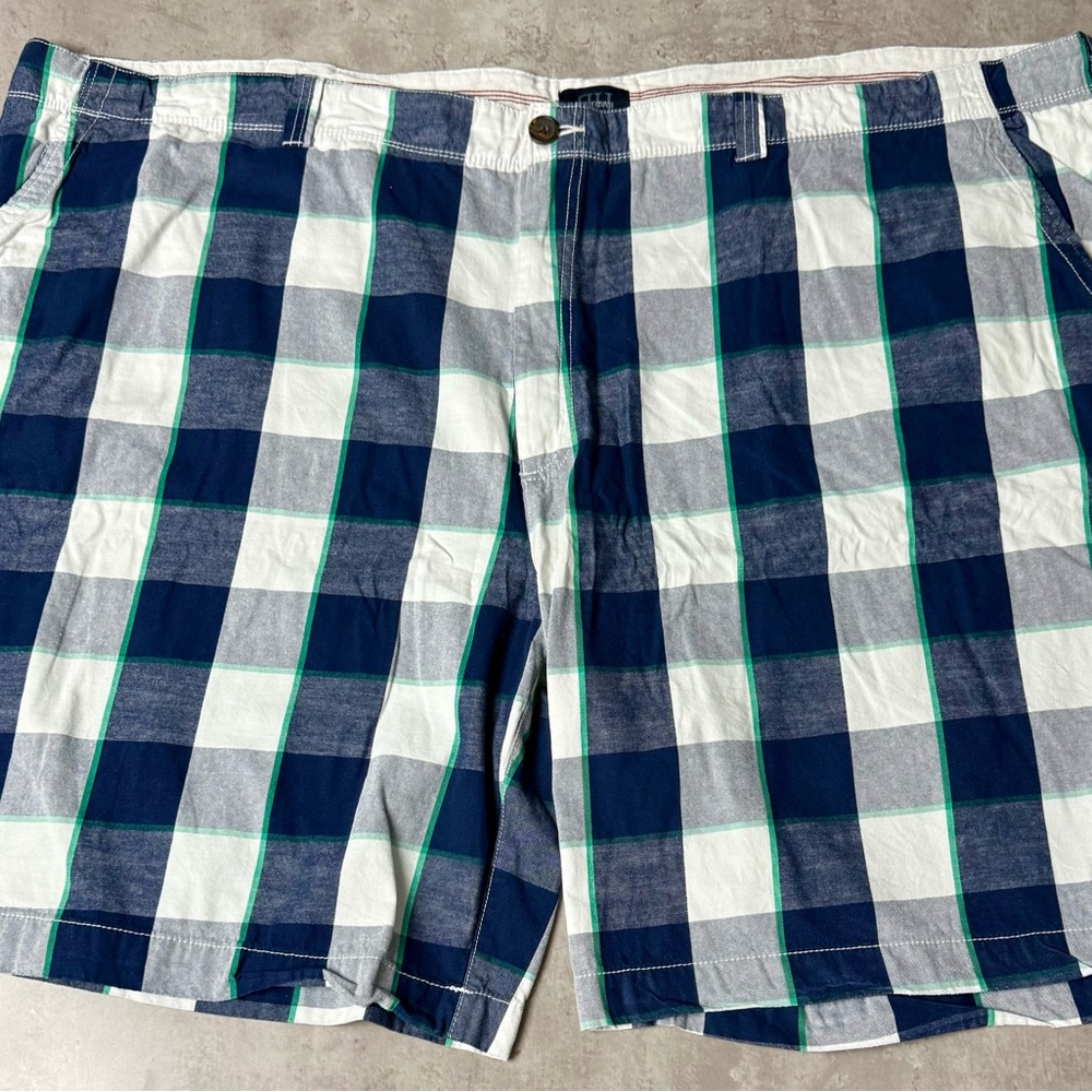Harbor Bay Flat Front Blue and White Gingham Shorts